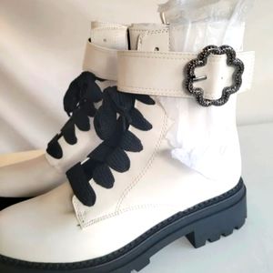 Sugar Women's Kaedy Combat Boots White Size 8.5